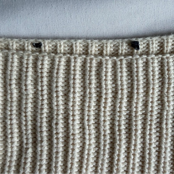 French Connection Millie Mozart 100% Cotton Boat Neck Knit Cream Sweater - Picture 12 of 16